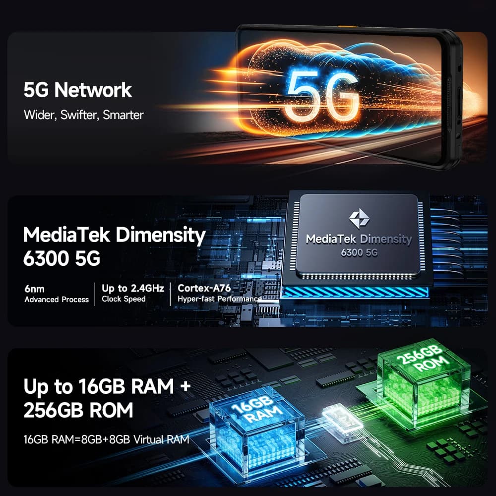 Ulefone Armor 25T Pro 5G  Rugged Phone  Android 15 30W Wireless Charging 50MP+64MP Night NFC Waterproof Smartphone - 3