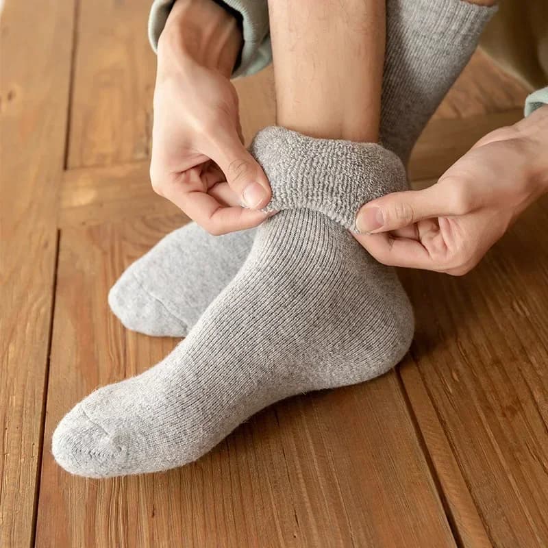 3 Pairs Men Women Wool Socks Couples Solid Winter Snow Chrismas Gift Thermal Cashmere Marino Thickened Fleece Terry Loop socks - 4