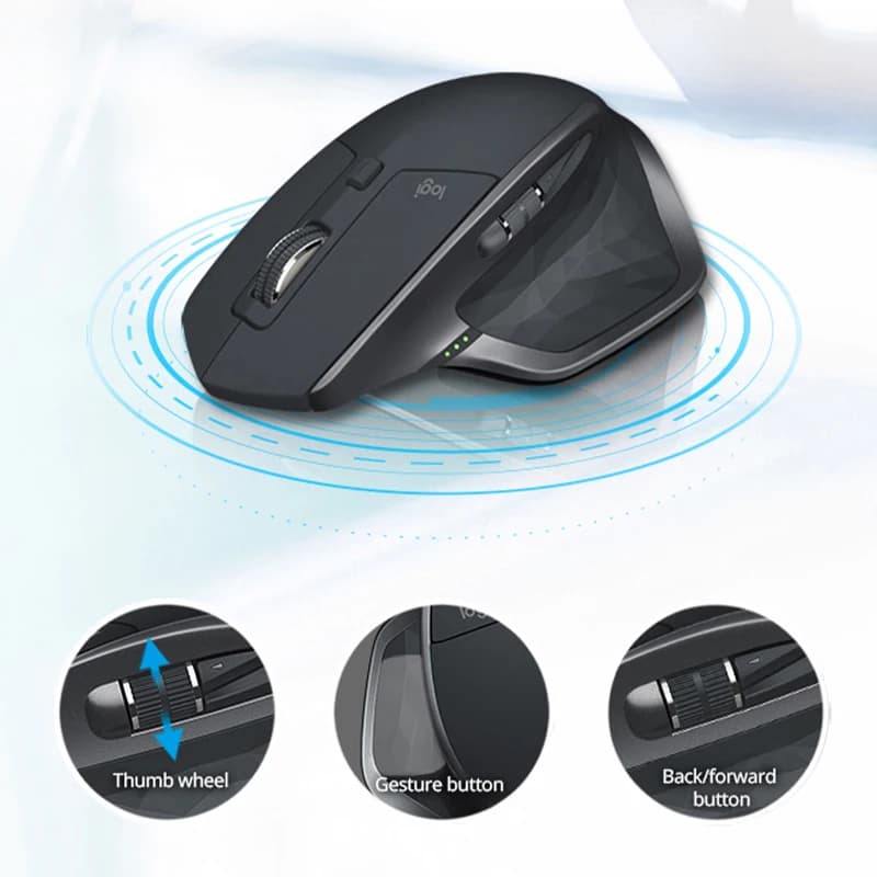 ماوس لاسلكي Logitech MX Master 2S BLE، دقة 4000 DPI، اتصال ثنائي الوضع، تصميم مريح، بطارية طويلة الأمد، للاستخدام المكتبي - 5