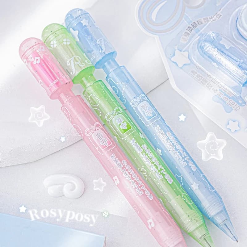 Japanese Omamori Fortune Pencil Set Kawaii Ins Transparent 0.5mm Cute Mechanical Pencil  Aesthetic Study Gift for Students - 3