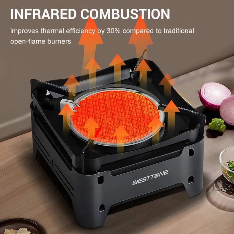 WESTTUNE Outdoor Gas Stove Portable Cooking Stoves Camping Emergency Burner with Electronic Ignition for Garden Picnic BBQ - 2
