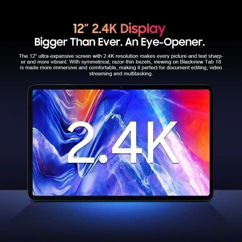 جهاز لوحي Blackview Tab 18 بشاشة 12 بوصة 2.4K FHD+، 8GB رام 256GB روم، بطارية 8800mAh شحن 33W، Widevine L1، معالج MTK Helio G99، لوحة حساسة للضغط - 4