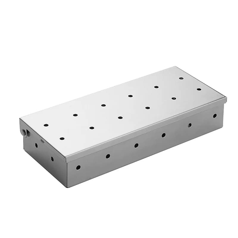 صندوق تدخين من الفولاذ المقاوم للصدأ لرقائق الخشب، مناسب لشوايات الغاز والفحم، ملحقات شواء مثالية مع رقائق خشب التفاح