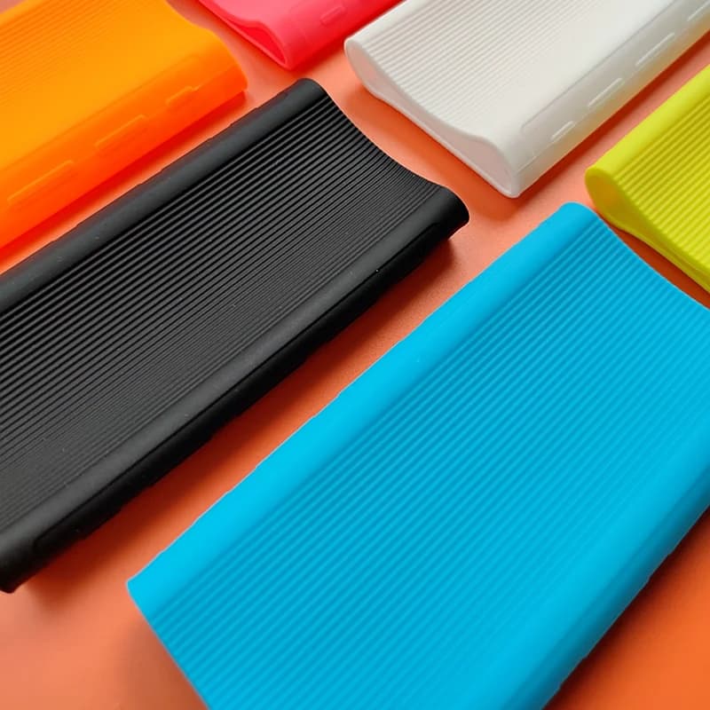 غطاء حماية من السيليكون لباور بانك Xiaomi Mi 2 سعة 10000 مللي أمبير في الساعة مع منفذين USB - غطاء حماية من الجلد - 4