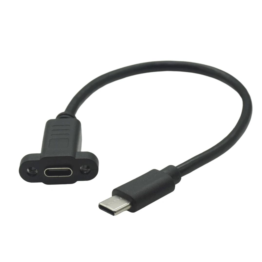 كابل موصل بقفل ثقب برغي كابل تمديد من ذكر إلى أنثى Type-C USB-C تركيب لوحة 0.2 متر 0.3 متر 0.5 متر 1 متر