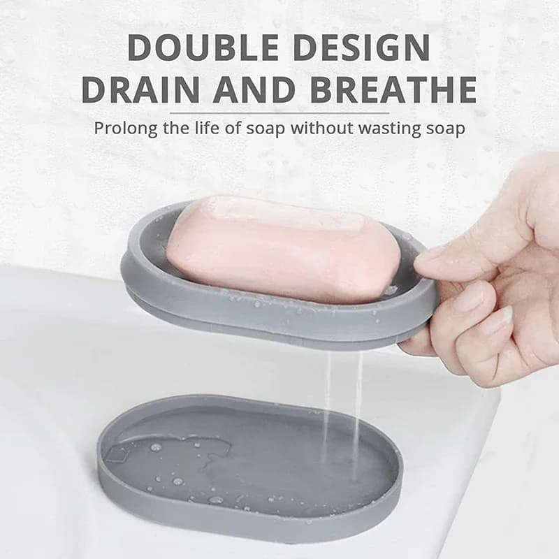 New Creative Soap Dish Portable Plastic Household Bathroom Soap Case Holder Double soap box For Kitchen Bathroom Accessories - 2