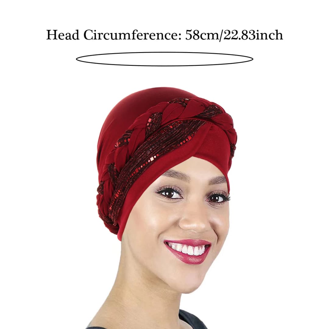 عمامة عصرية مسلمة للنساء، ضفيرة لامعة، غطاء حجاب داخلي إسلامي، وشاح عربي، أوشحة رأس - 6