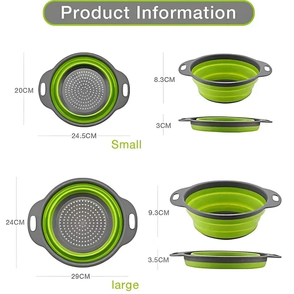 2PCS Silicone Folding Drainer Basket Fruit Vegetable Foldable Colander Kitchen Strainer for Food Pasta Kitchenware Drain Device - 6