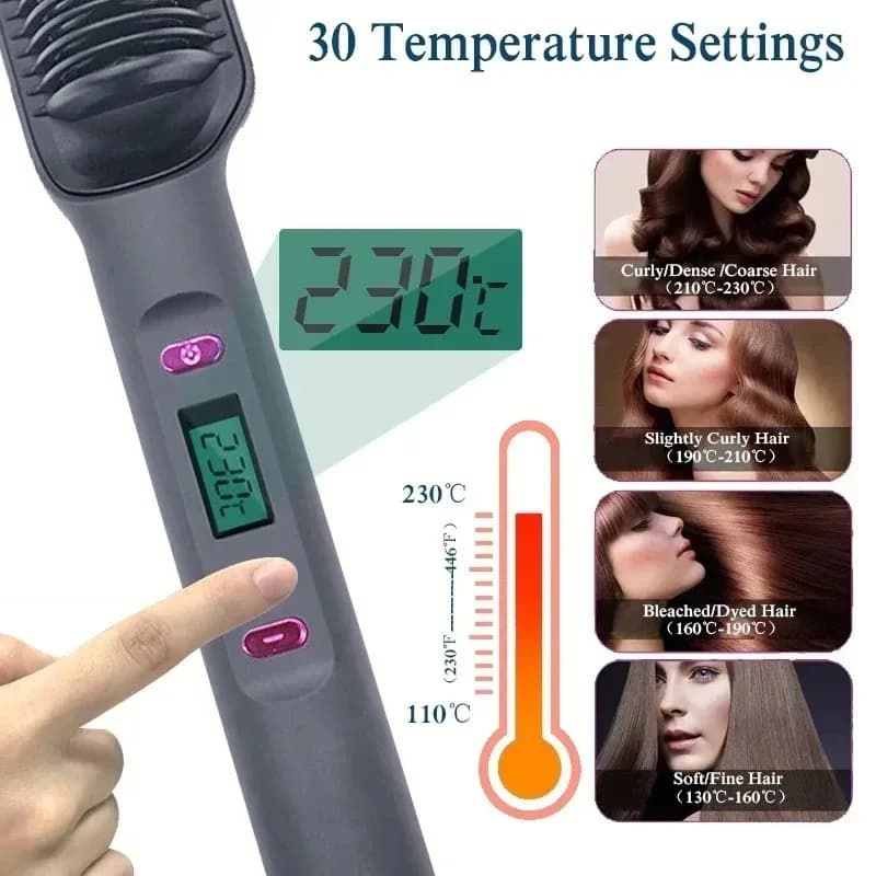 Hair Straightener Brush Heating Hot Comb Straightener Electric Hair Straightening Curly Multifunctional Iron Brush Comb Curler - 4