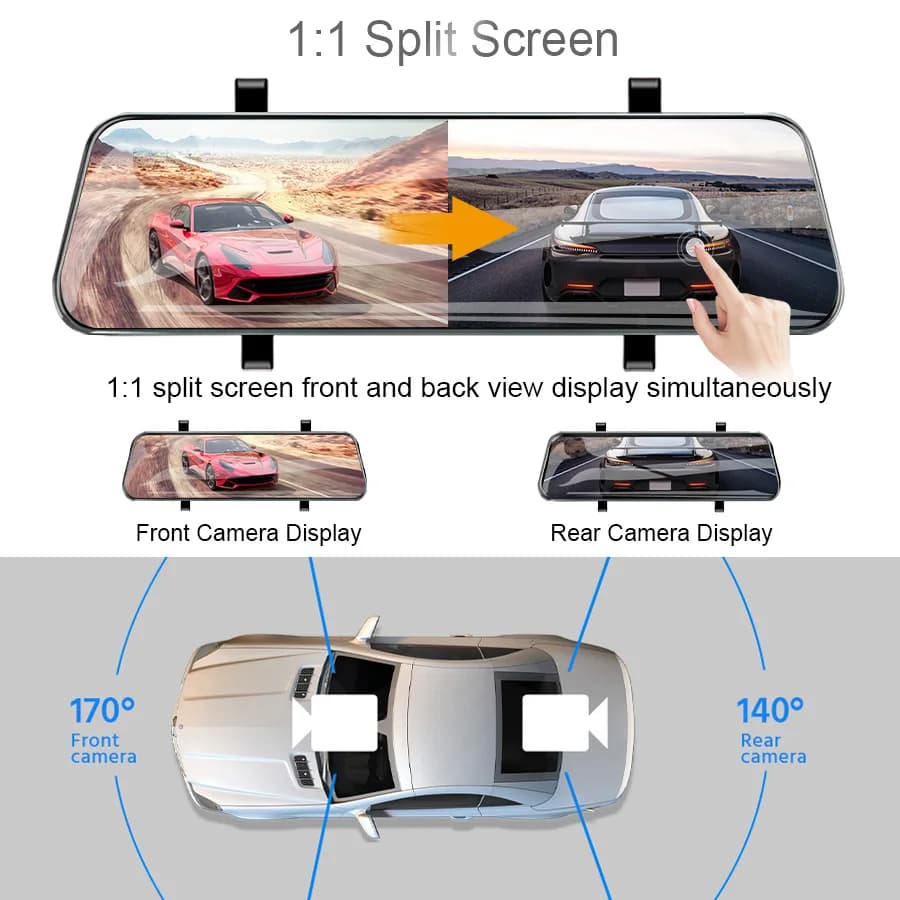 Dashcam Touch 24H Parking Dual Lens Front And Rear View Dash Cam Car Dvr Mirror Camera Video Recorder Black Box Smart Systems - 4