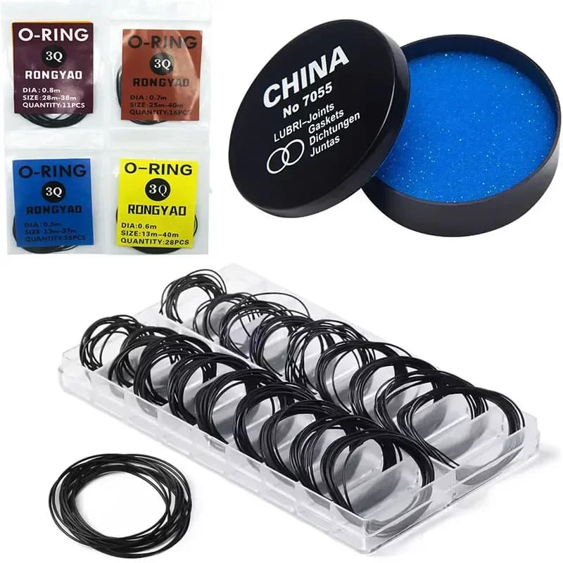 شحم حشية الساعة، حلقة O مطاطية مقاومة للماء والزيت، مقاسات 0.5/0.6/0.7/0.8 مم، أداة إصلاح الساعات