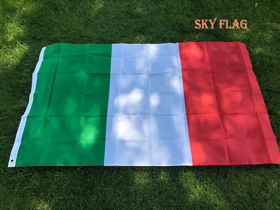 علم إيطاليا 90x150 سم من البوليستر الأخضر والأبيض والأحمر علم إيطالي للتعليق ديكور منزلي للمهرجانات - 2