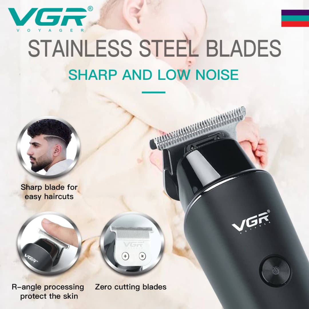 ماكينة تشذيب شعر VGR احترافية، كهربائية لاسلكية، قابلة للشحن مع شاشة LED موديل V937 - 2