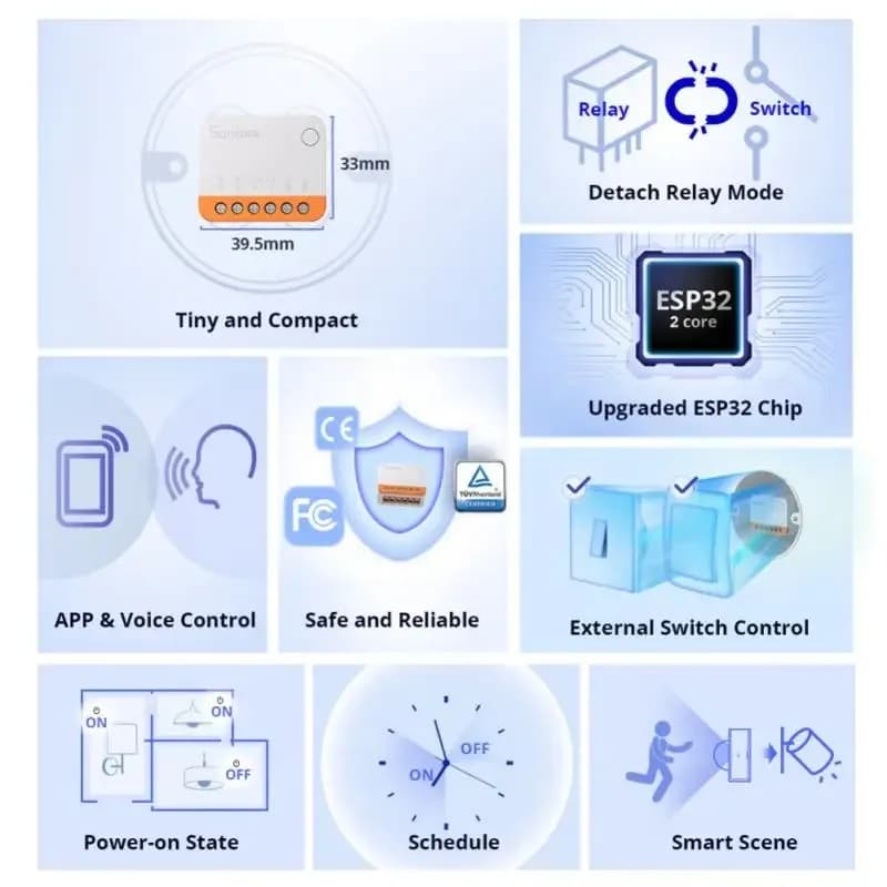 Sonoff Mini R4 Extreme Sonoff Minir4 Mini Sonoff R4 Wifi Smart Switch Two-Way Control Smart Home Works with Alexa Google Home - 3
