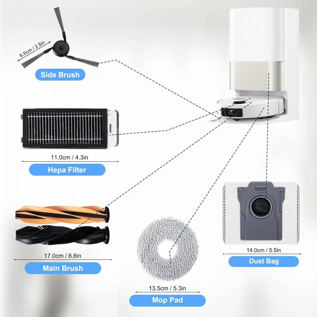 Dreame MOVA V50 Ultra Complete Robot Vacuum Cleaner Replacement Accessories Main Side Brush Mop Cloth Hepa Filter Dust Bag Spare - 6