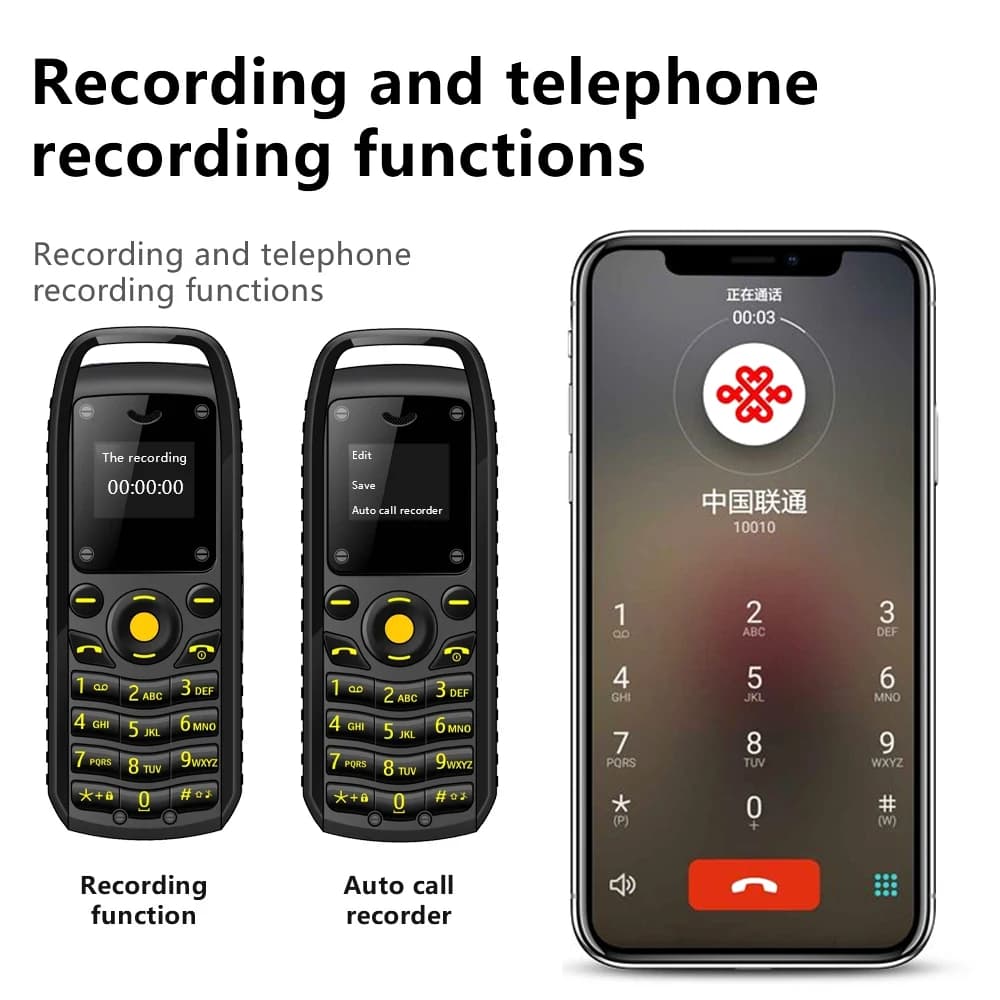 UNIWA Super Mini 0.66 Inch 2G Mobile Phone B25 Wireless Bluetooth Earphone hand free Headset Unlocked Cellphone Dual SIM Card - 4