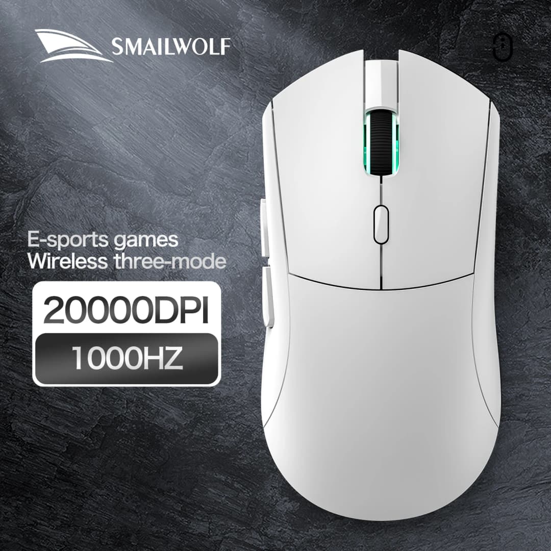 ماوس ألعاب لاسلكي من SMAILWOLF RS7 بتقنية البلوتوث وضع ثلاثي ماوس تعريف ماكرو PAW3311 لألعاب الكمبيوتر المحمول والمكتب - 5