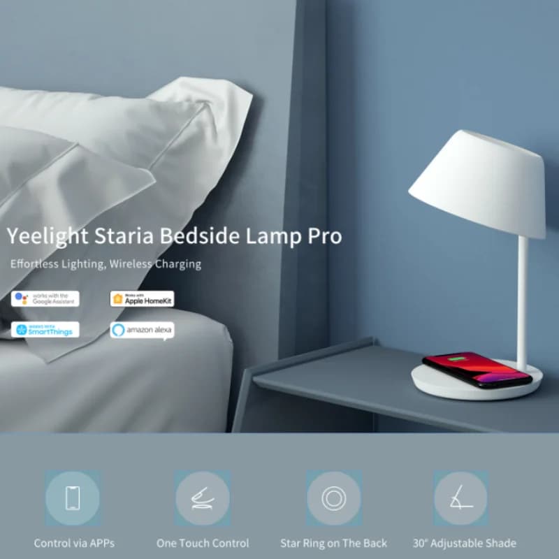 Yeelight Staria Bedside Lamp Pro Touch Dimming Support wireless phone charging Voice Control For Apple Homekit (ERP compliant) - 2