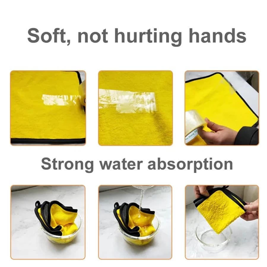 1/2/6pcs Microfiber Cleaning Towel Thicken Soft Drying Cloth Car Body Washing Towels Double Layer Clean Rags Car Accessories - 3