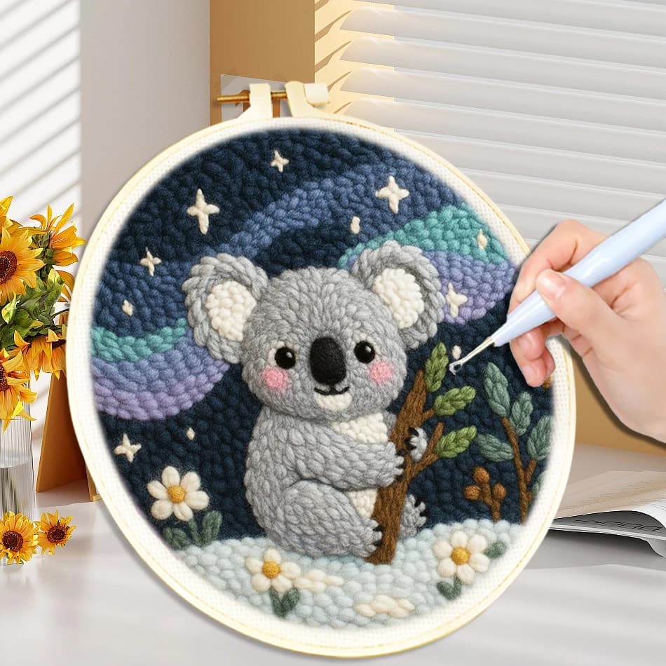 مجموعة إبرة الثقب CHENISTORY للمبتدئين الكبار مجموعة بدء إبرة الثقب السهلة مع إطار التطريز حرفة خياطة الإبرة DIY ممتعة