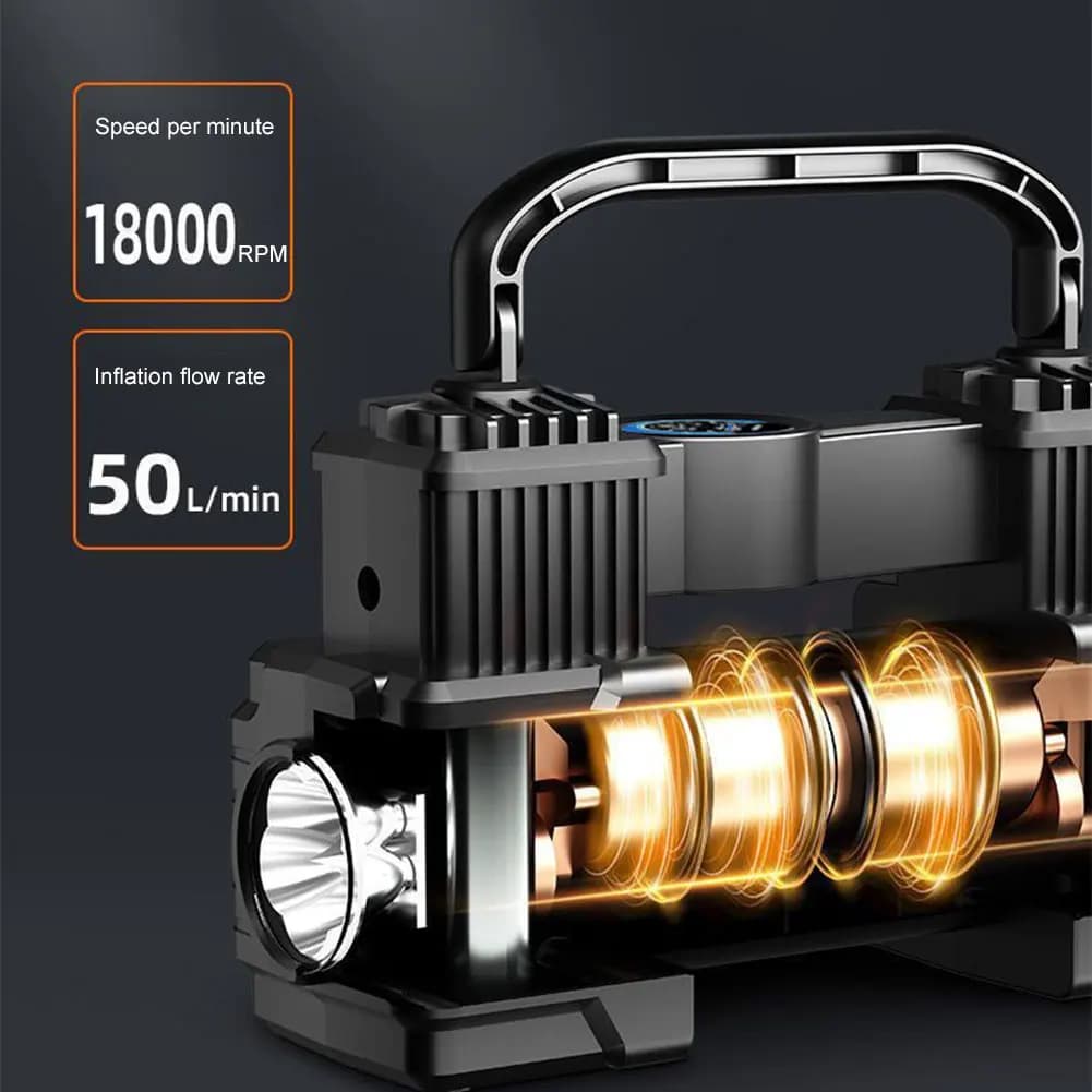 Car Tire Pump Auto Air Compressor Digital Display 12V Electric Car Tire Inflator with LED Light Vacuum Tire Pump for All Vehicle - 6