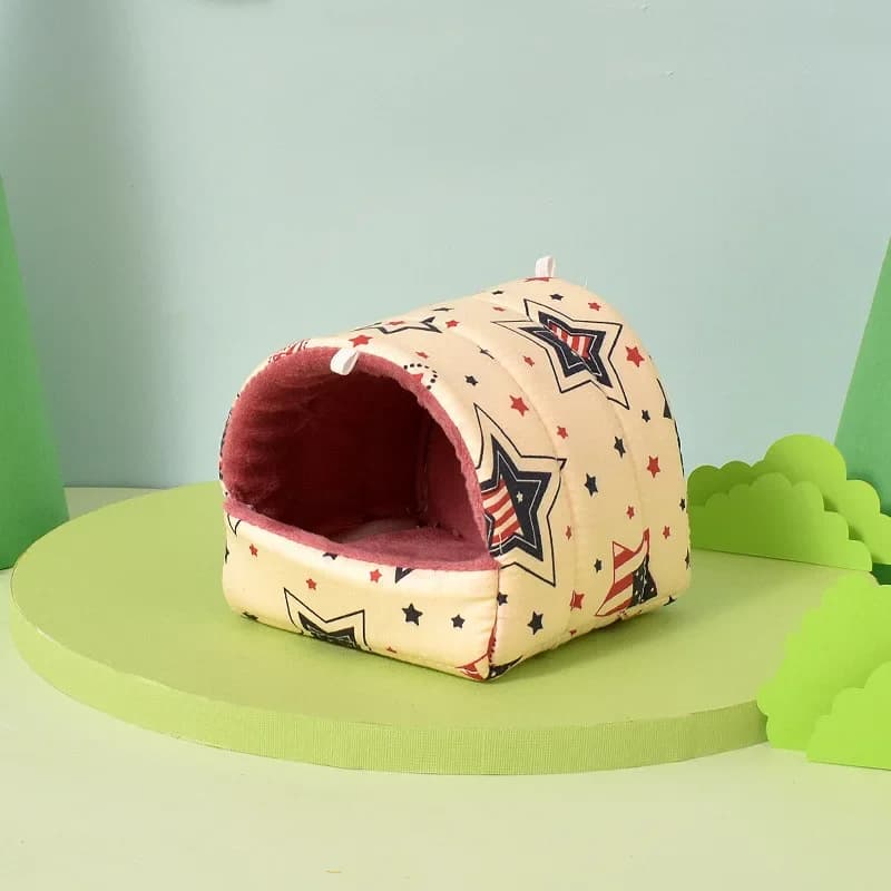 Cute Cartoon Rabbit Squirrel Mini Cage Guinea Pig Nest Small Animal Mice Rat Pet Sleeping Bed Hamster House Winter Warm Soft Mat - 6