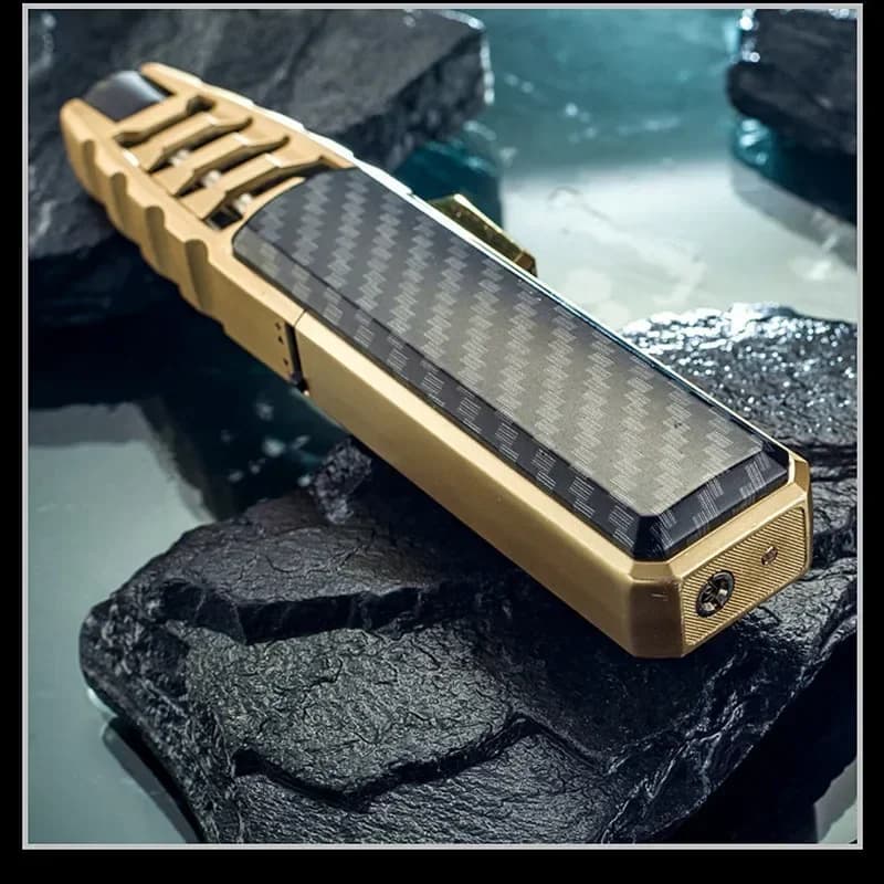 New Metal Outdoor Windproof Butane Gas Lighter Turbine Torch Blue Flame Strong Fire Pistol Kitchen BBQ Baking Camping Tools - 5