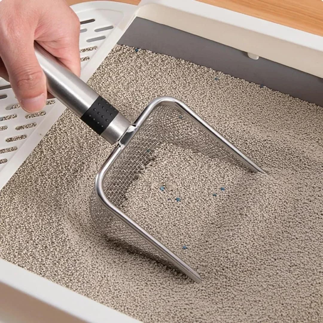 مغرفة فضلات القطط من الفولاذ المقاوم للصدأ - متينة وسهلة التنظيف، مقبض مريح، مقاومة للصدأ، مثالية لإزالة النفايات السريعة - 2