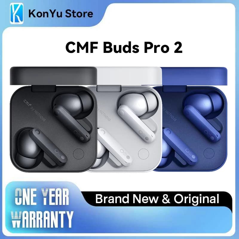 سماعات CMF من ناثينج بودز برو 2 TWS، إلغاء ضوضاء هجين 50dB، بلوتوث 5.3، 6 ميكروفونات HD، IP55، بطارية 43 ساعة، إصدار عالمي