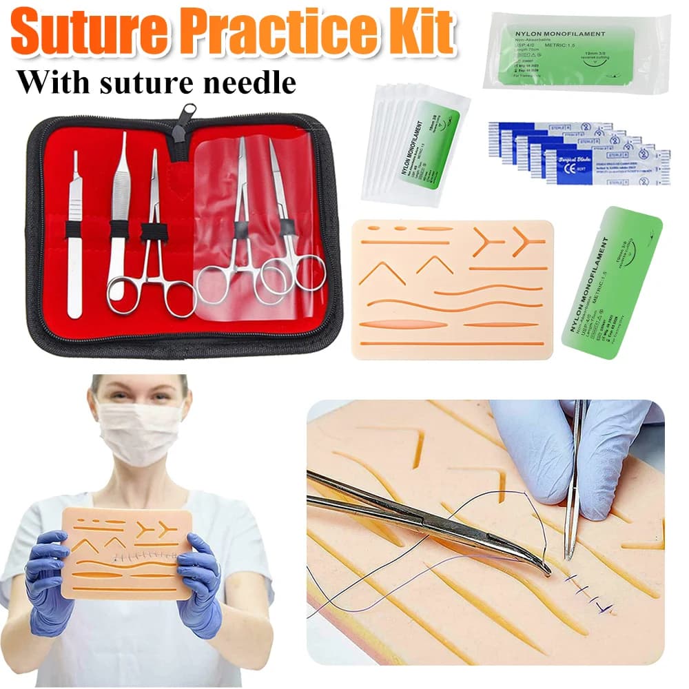 1-4Set Medical Students Suture Practice Kit Surgical Training with Skin Pad Model Tool Set Educational Teaching Equipment - 2