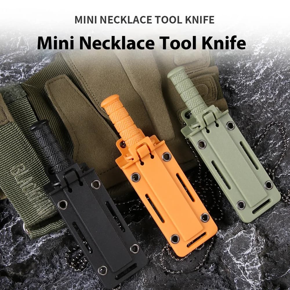 Stainless Steel Mini Outdoor Knife, Portable Camping Straight Blade Knife, Necklace Tool Knife, Multi-functional Survival Knife - 2