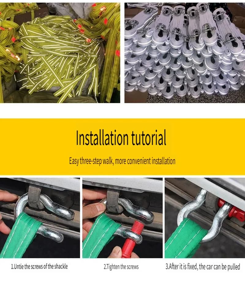 Car Tow Rope Off Road Vehicle Tow Hook Car Tow Strap of Rescue Rope Upgraded Version Reliable Wear-Resistant Vehicle Accessories - 6
