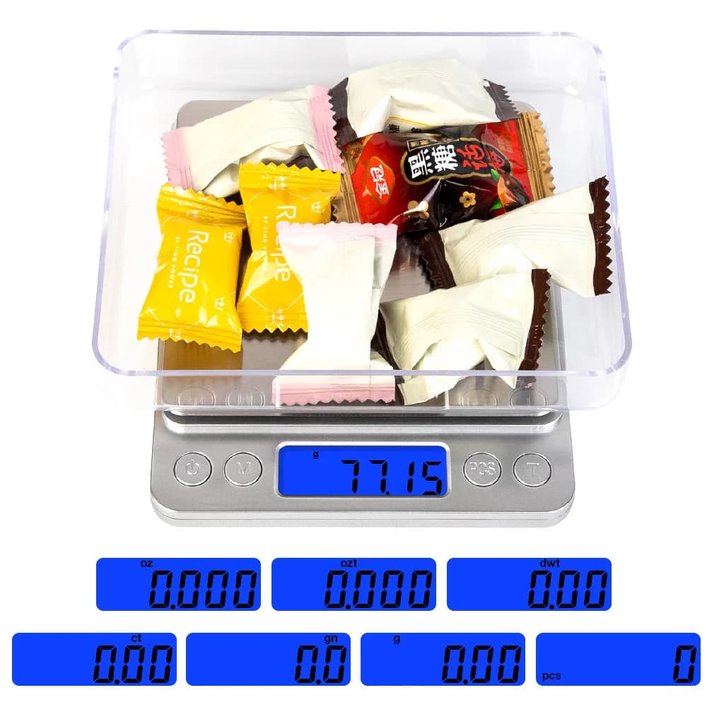 ميزان مطبخ رقمي عالي الدقة 0.01 جرام/0.1 جرام/1 جرام - ميزان إلكتروني محمول للأغذية واللياقة البدنية وقياس الوزن - 3