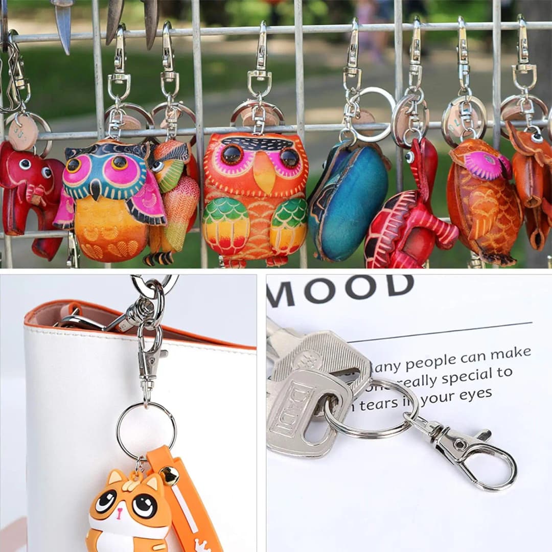 20/40/60 قطعة خطاف مفاتيح مع حلقة رئيسية، مشبك مع حلقة مسطحة لصنع المجوهرات والحرف اليدوية - 5