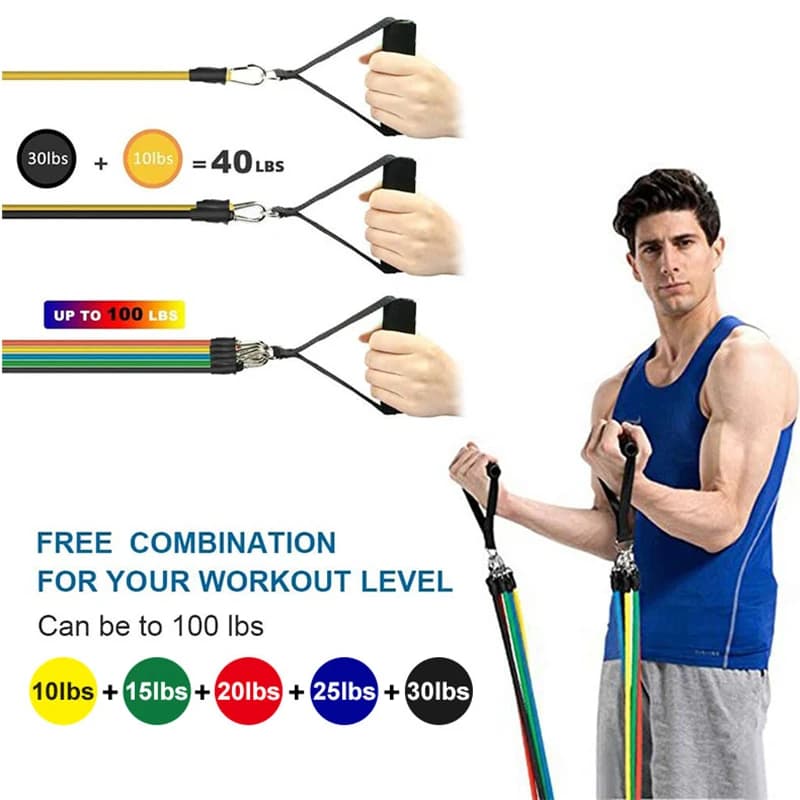 11pcs/Set Pull Rope, Resistance Bands, Portable Fitness Equipment, Ankle Strap, Chest Expander, Elastic Exercise Band - 3
