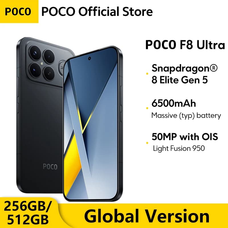 【عرض عالمي】 هاتف POCO F8 ألترا 5G نسخة عالمية سناب دراجون® 8 إيليت الجيل 5 NFC بطارية 6500 مللي أمبير 50 ميجابكسل 6.9 بوصة شاشة 120 هرتز