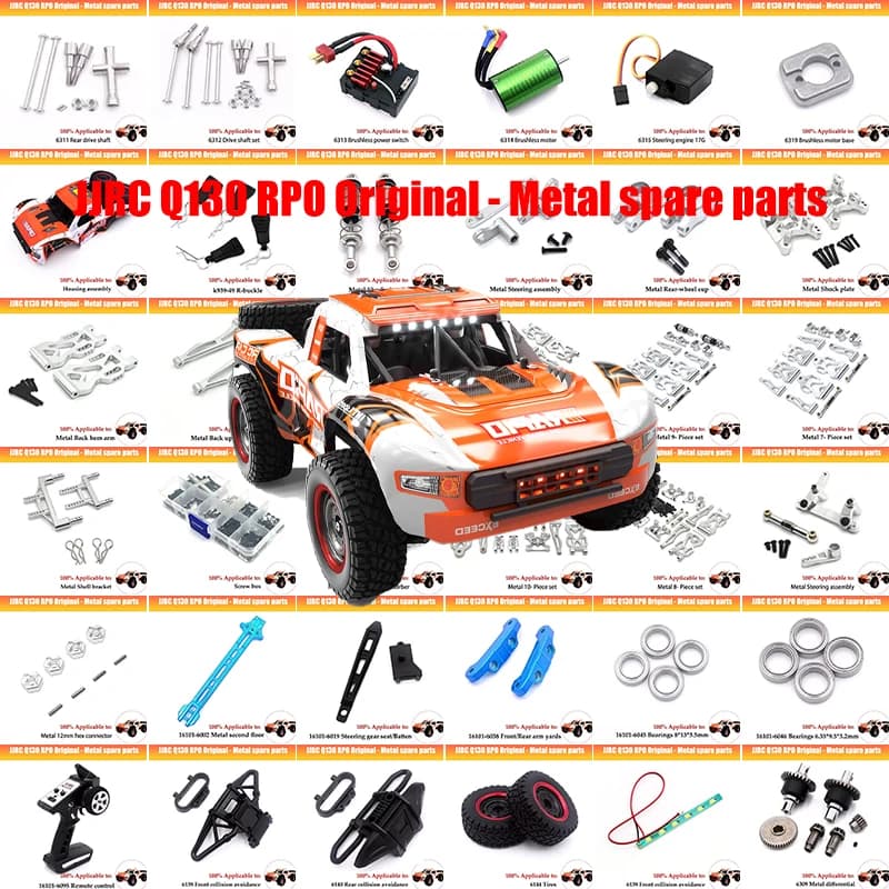 قطع غيار سيارة JJRC Q130 RC - محرك وESC وServo وإطارات وترس تفاضلي وعمود إدارة وممتص صدمات وذراع صدام - إكسسوارات سيارات