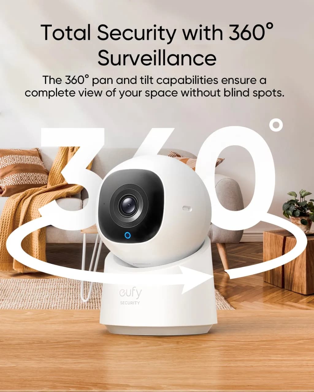 كاميرا أمنية داخلية من يوفي سيكيوريتي طراز C220 بدقة 2K مع دوران 360 درجة وتوصيل كهربائي وواي فاي للكشف عن البشر - 2