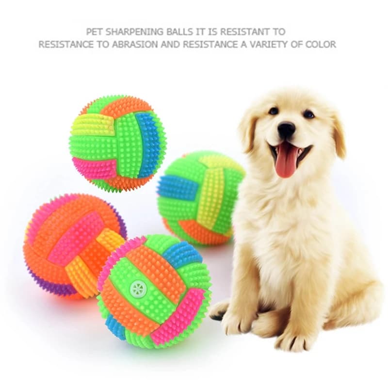 Dog Chew Toys for Small to Large Breed Dogs Squeak Glowing Balls Non-Toxic Rubber for Puppy Clean Teeth Relieve Boredom - 3