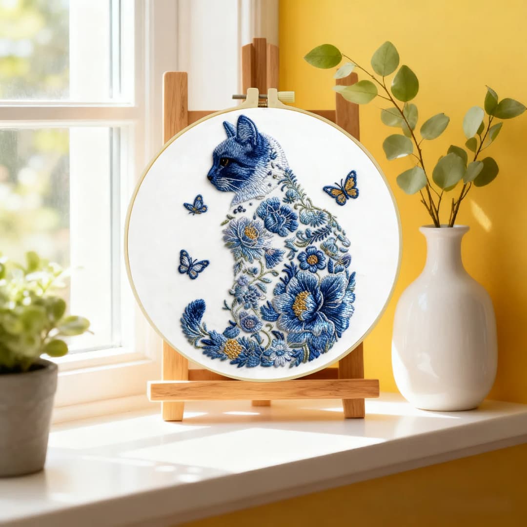 1pc 20X20CM/15X15CM 7.87/6.3inch cat Embroidery Starter Kit DIY kit DIY embroidery kit manualidades Needle Art Sewing Art - 2