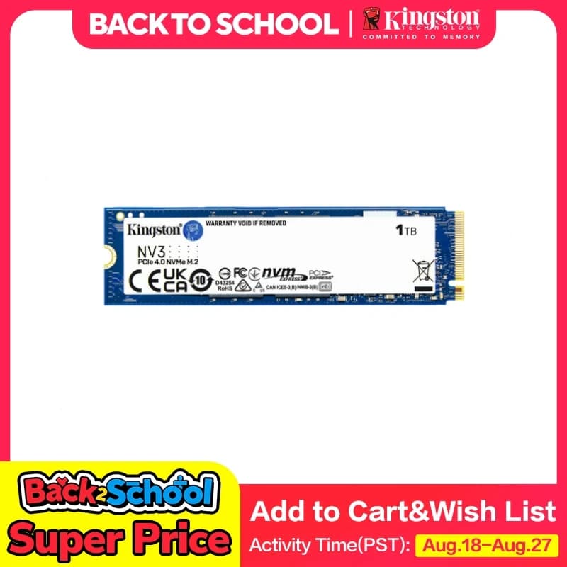 قرص صلب كينجستون NV3 PCIe 4.0 NVMe SSD M.2 2280، سعة 500 جيجابايت، 1 تيرابايت، 2 تيرابايت، قرص داخلي بسرعة تصل إلى 6000 ميجابايت/ثانية