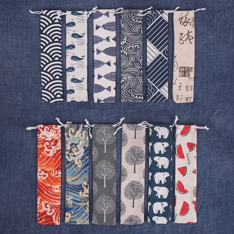 حقيبة قش معدنية قابلة لإعادة الاستخدام لأدوات المائدة ، حقيبة ملونة للسفر ، التخييم ، عيدان الطعام ، ملعقة ، شوكة ، سكين ، حاوية تخزين ، 1 قطعة - 4