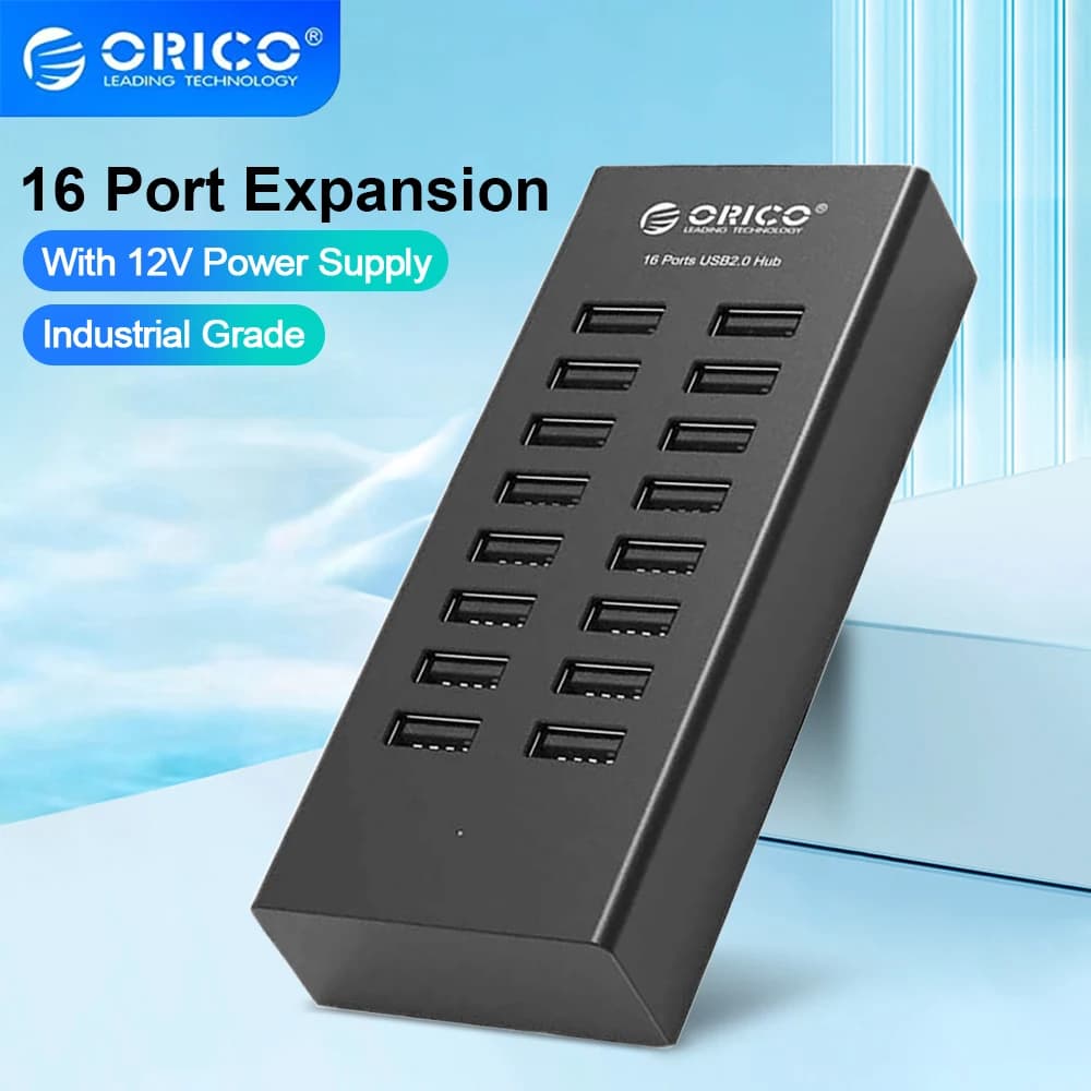 موزع USB صناعي ORICO 16 منفذ ألمنيوم محول طاقة محطة إرساء لإكسسوارات الكمبيوتر متجر Orico الرسمي