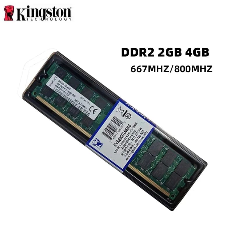 ذاكرة رام كينجستون DDR2 2 جيجابايت 4 جيجابايت (2X2 جيجابايت) عدة ذاكرة DIMM لجهاز الكمبيوتر المكتبي 667 ميجاهرتز 800 ميجاهرتز PC2-5300 6400 ذاكرة رام DDR2 - 2