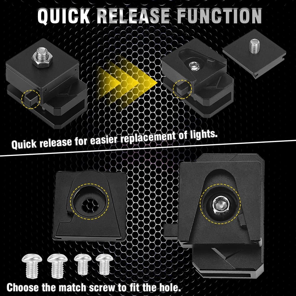 مجموعة لوحة تحرير حامل تثبيت سريع عالمية حامل تثبيت إضاءة عمل غطاء المحرك لبيك أب SUV سيارات للطرق الوعرة 4X4 4WD - 3