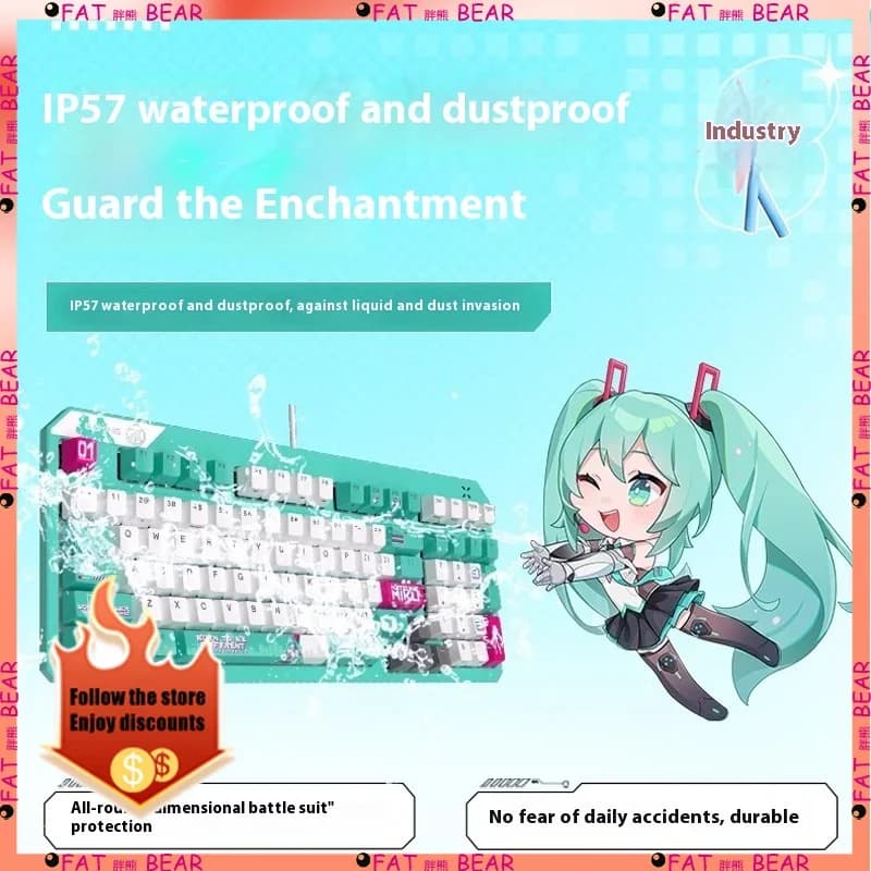 لوحة مفاتيح ميكانيكية لألعاب الفيديو من ASUS Tianxuan Mini Hatsune Miku TX98miku بعلامة تجارية مشتركة وقابلة للتخصيص لألعاب الكمبيوتر - 5