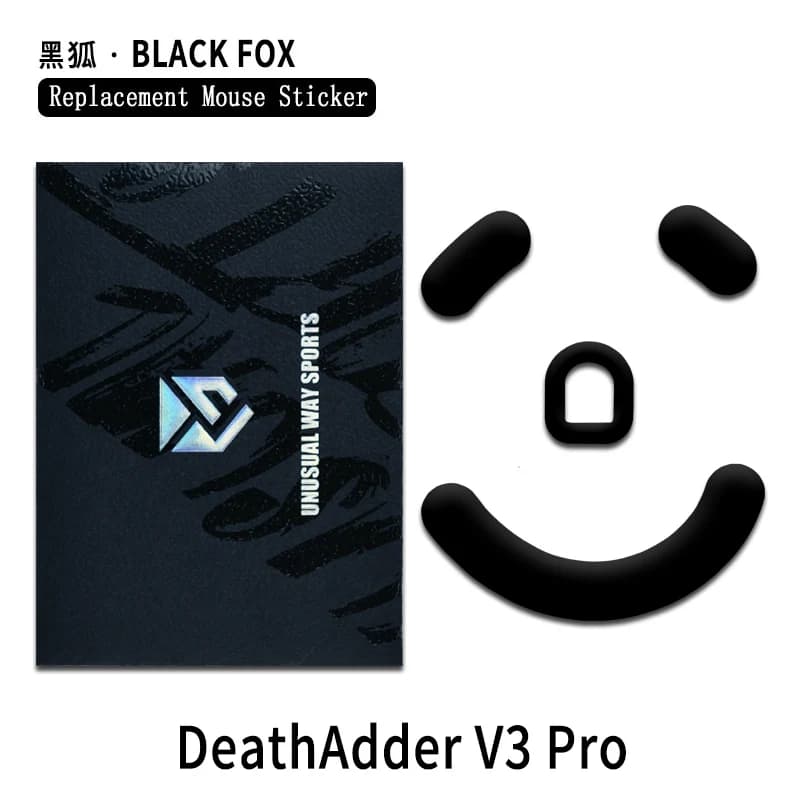 UnusualWaySports Mouse Skates Feet Razer Deathadder V3 Pro PTFE Curve Edge Magic Ice Black Silver Fox Version - 6
