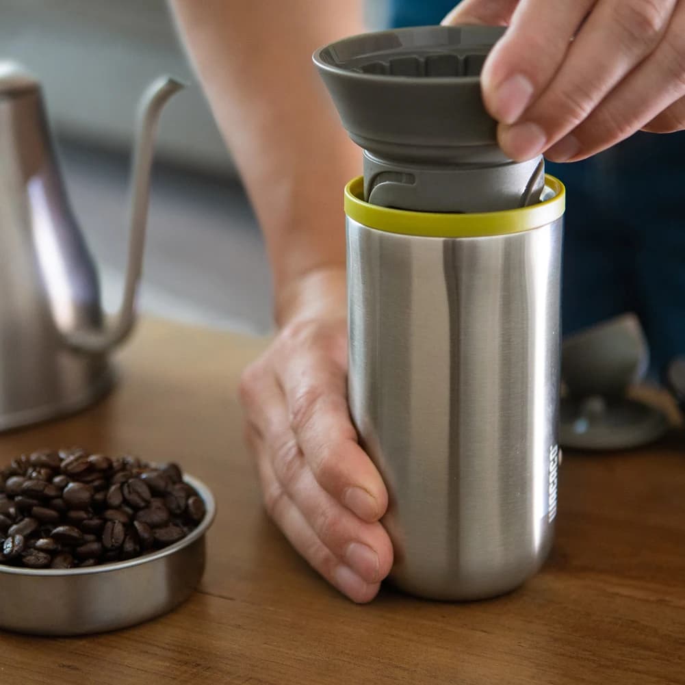 إبريق قهوة WACACO Cuppamoka - صانع قهوة بالتنقيط محمول مع 10 فلاتر ورقية مخروطية - صانع قهوة من الفولاذ المقاوم للصدأ - 3