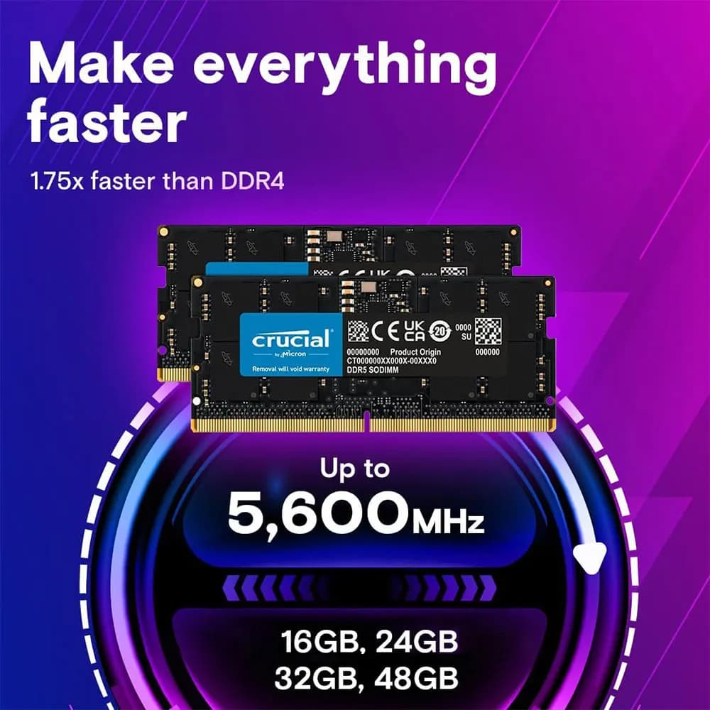 Crucial Memoria DDR5 Laptop RAM 8GB 32GB 16GB 4800 5600MHz Memory SODIMM 1.1V 262Pin PC5-44800 38400 Notebook DRAM For Intel&AMD - 6
