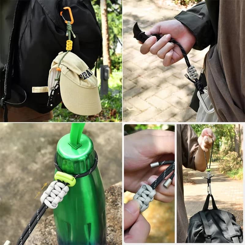 Quick-Release Paracord Water Bottle Hang Buckle Carabiner Portable EDC Clip Multifunctional Hook for Outdoor Hiking Backpack - 5
